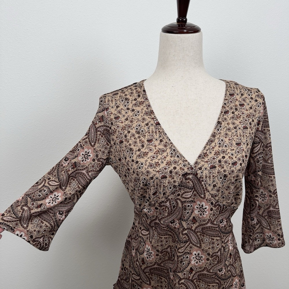 Vintage Route 66 Top Womens M Brown Paisley Empire Waist Fairy Grunge Whimsigoth - Picture 6 of 14